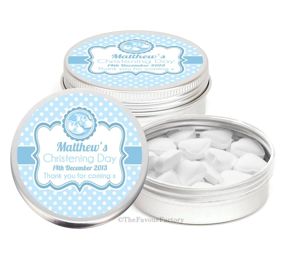 Personalised Christening Day Favour Tins Keepsakes x1