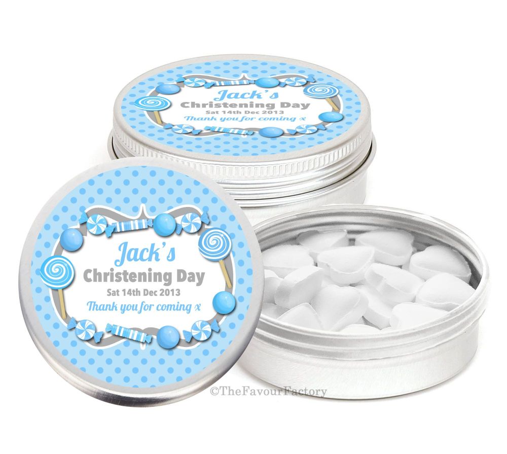 Personalised Christening Day Favour Tins Keepsakes x1
