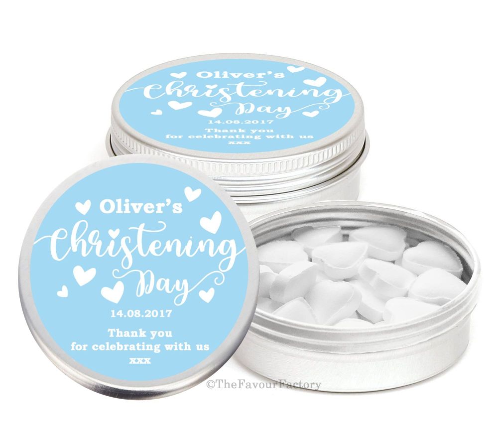 Personalised Christening Day Favour Tins Keepsakes x1