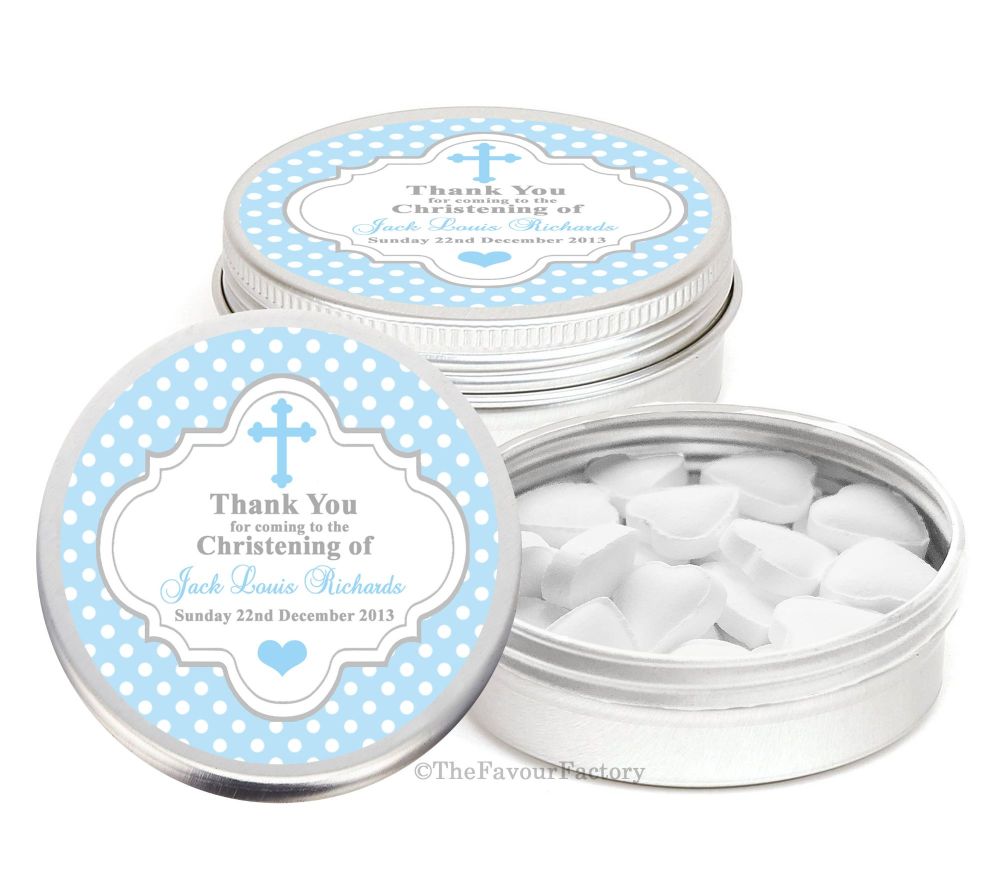 Personalised Christening Day Favour Tins Keepsakes x1