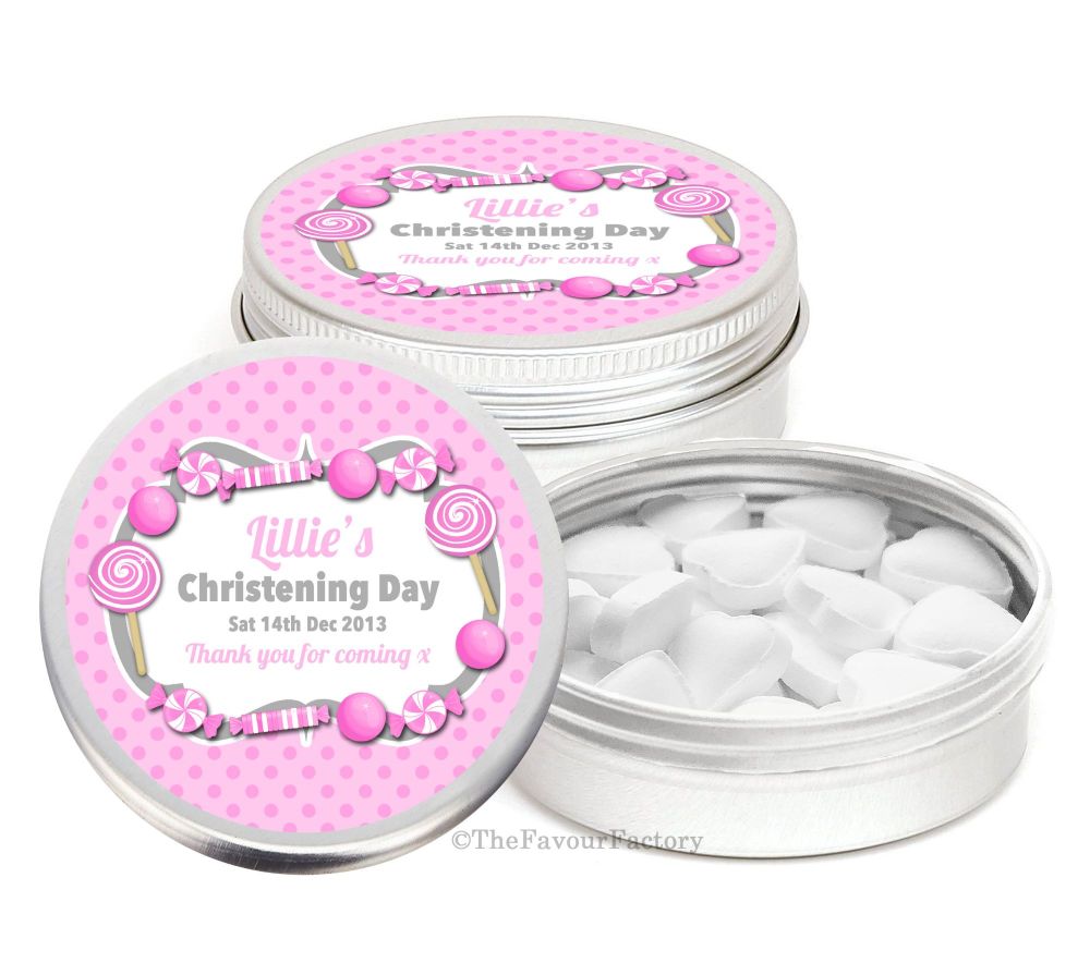Personalised Christening Day Favour Tins Keepsakes x1