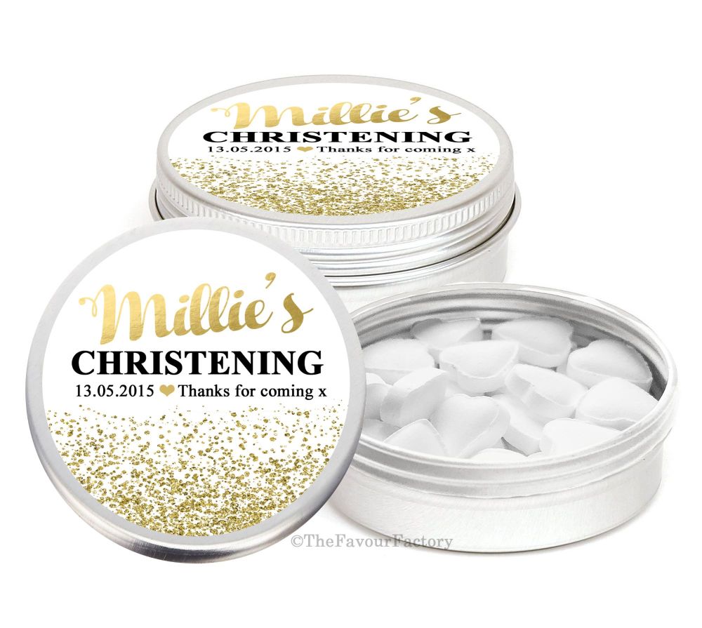 Personalised Christening Day Favour Tins Keepsakes x1