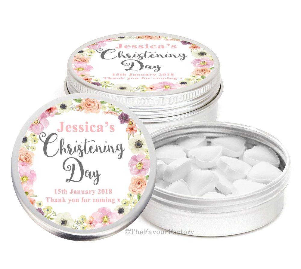 Personalised Christening Day Favour Tins Keepsakes x1