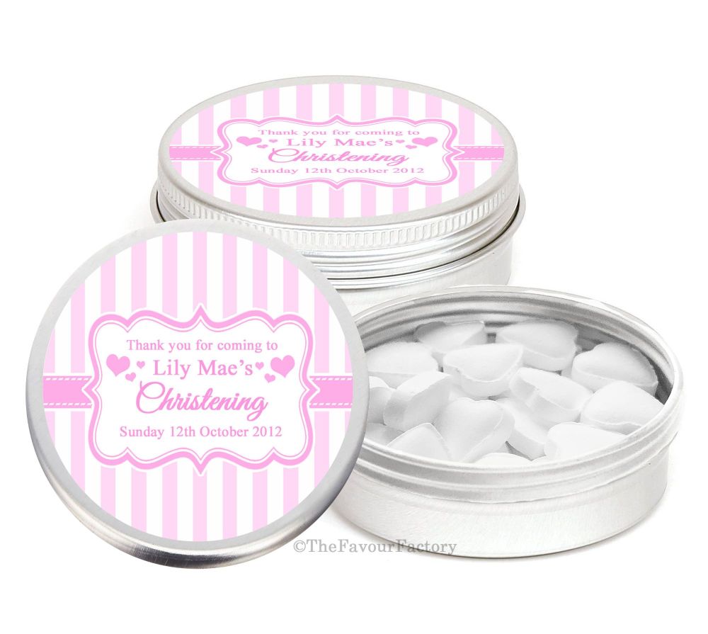 Personalised Christening Day Favour Tins Keepsakes x1