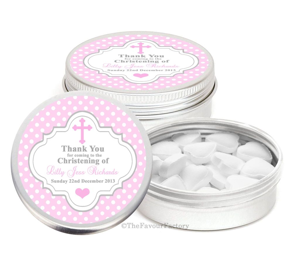 Personalised Christening Day Favour Tins Keepsakes x1