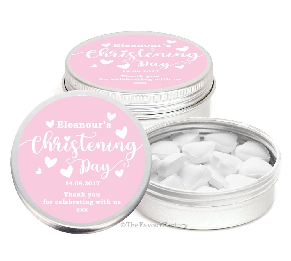 Personalised Christening Day Favour Tins Keepsakes x1