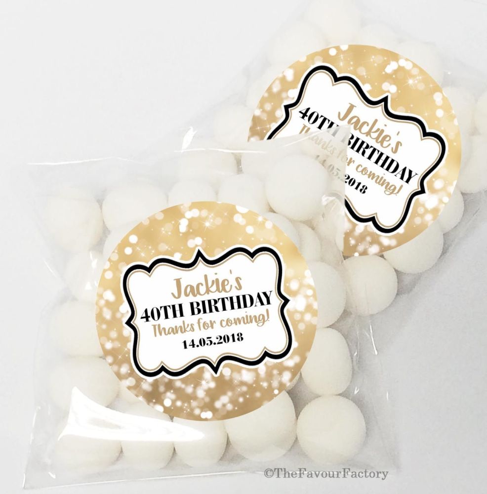 Bokeh Sparkles Personalised BIRTHDAY PARTY sweet bag favours KITS x12
