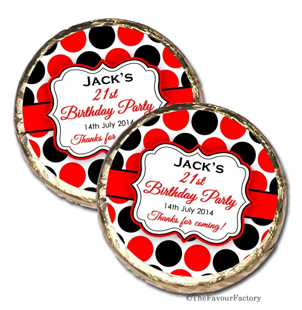 Polka Dots Personalised Birthday Party Mint Chocolates Favours x10