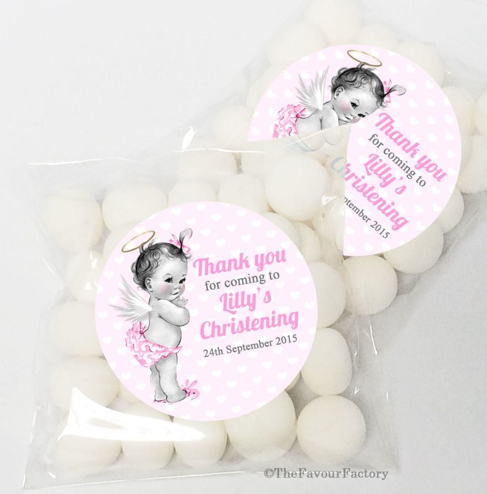 Vintage Baby Girl Christening Baptism Sweet Bags Table Favours Kits x12