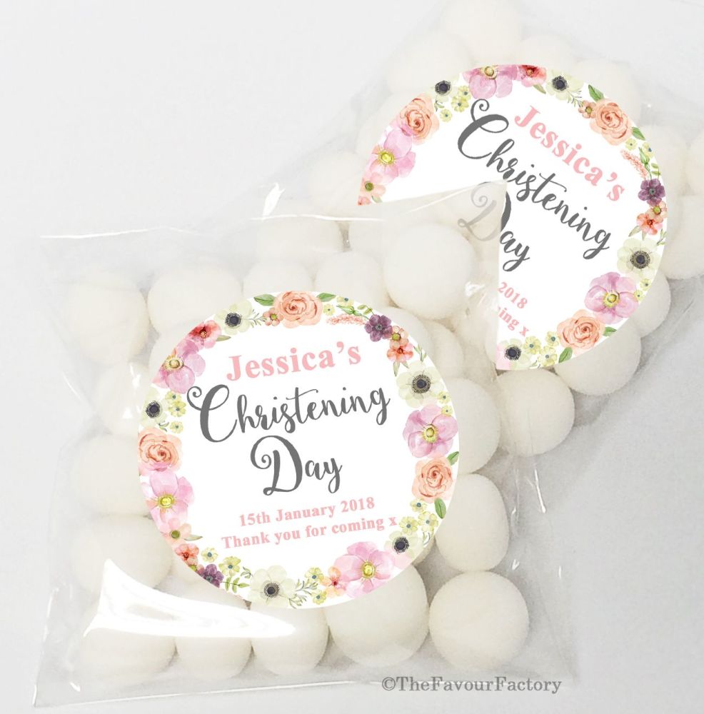 Jessica Florals Christening Baptism Sweet Bags Favours Kits x12