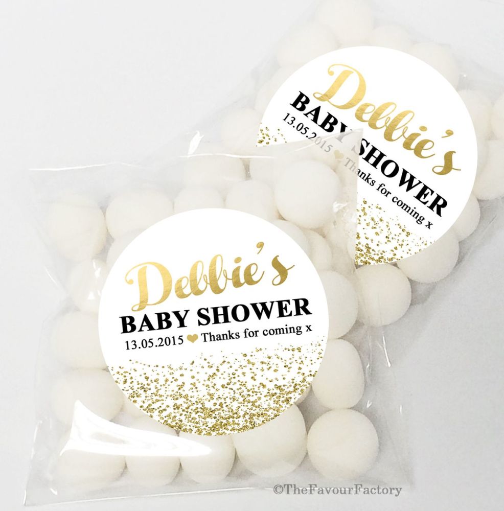 Gold Glitter Confetti BABY SHOWER Party Personalised favours KITS x12