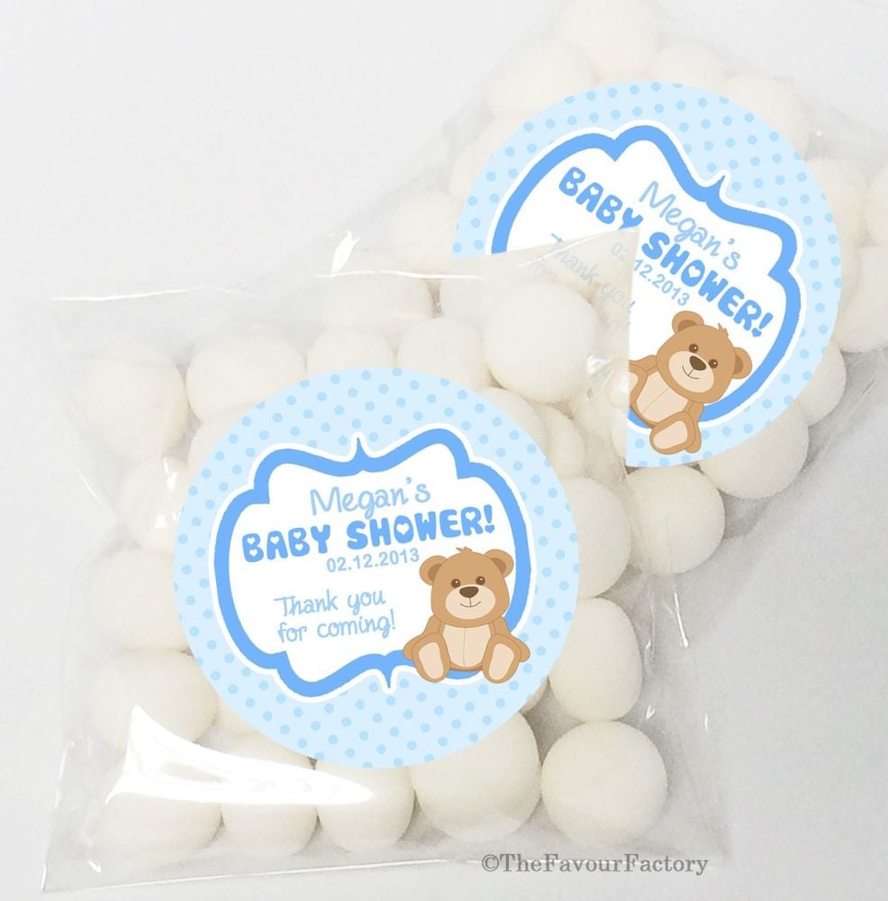 Bear Blue Personalised BABY SHOWER Party favours KITS x12
