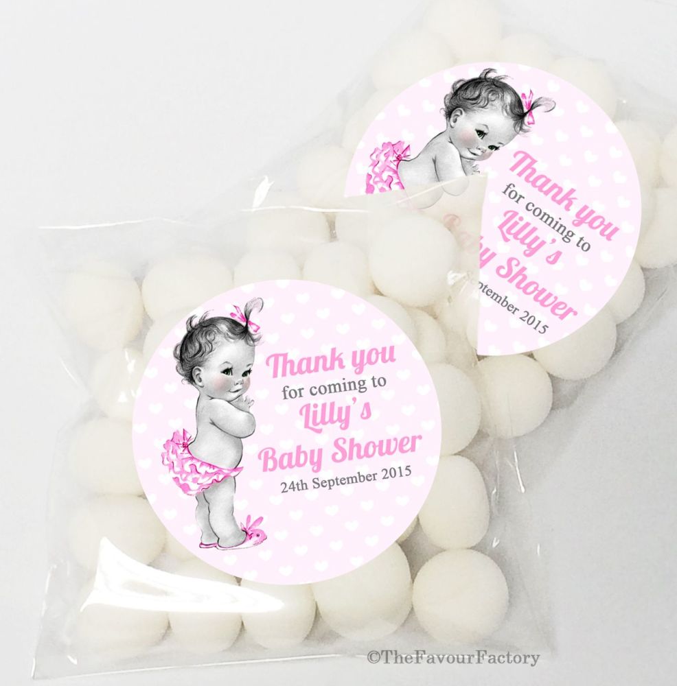 Vintage Baby Girl BABY SHOWER Party Personalised favours KITS x12