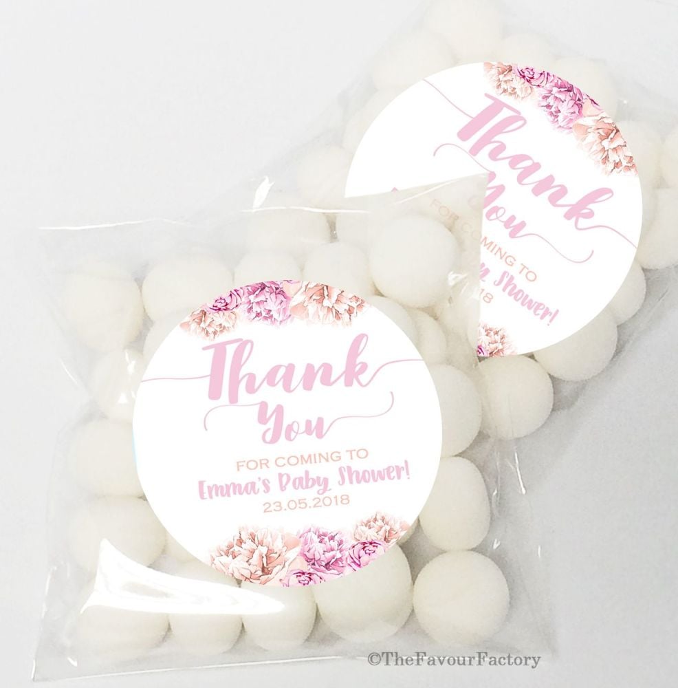 Thank You Florals Baby Shower Party Favours Sweet Bags x12