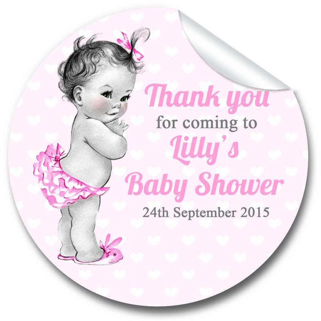 PERSONALISED GLOSS BABY SHOWER 1ST BIRTHDAY CHRISTENING STICKERS BLUE OR PINK 