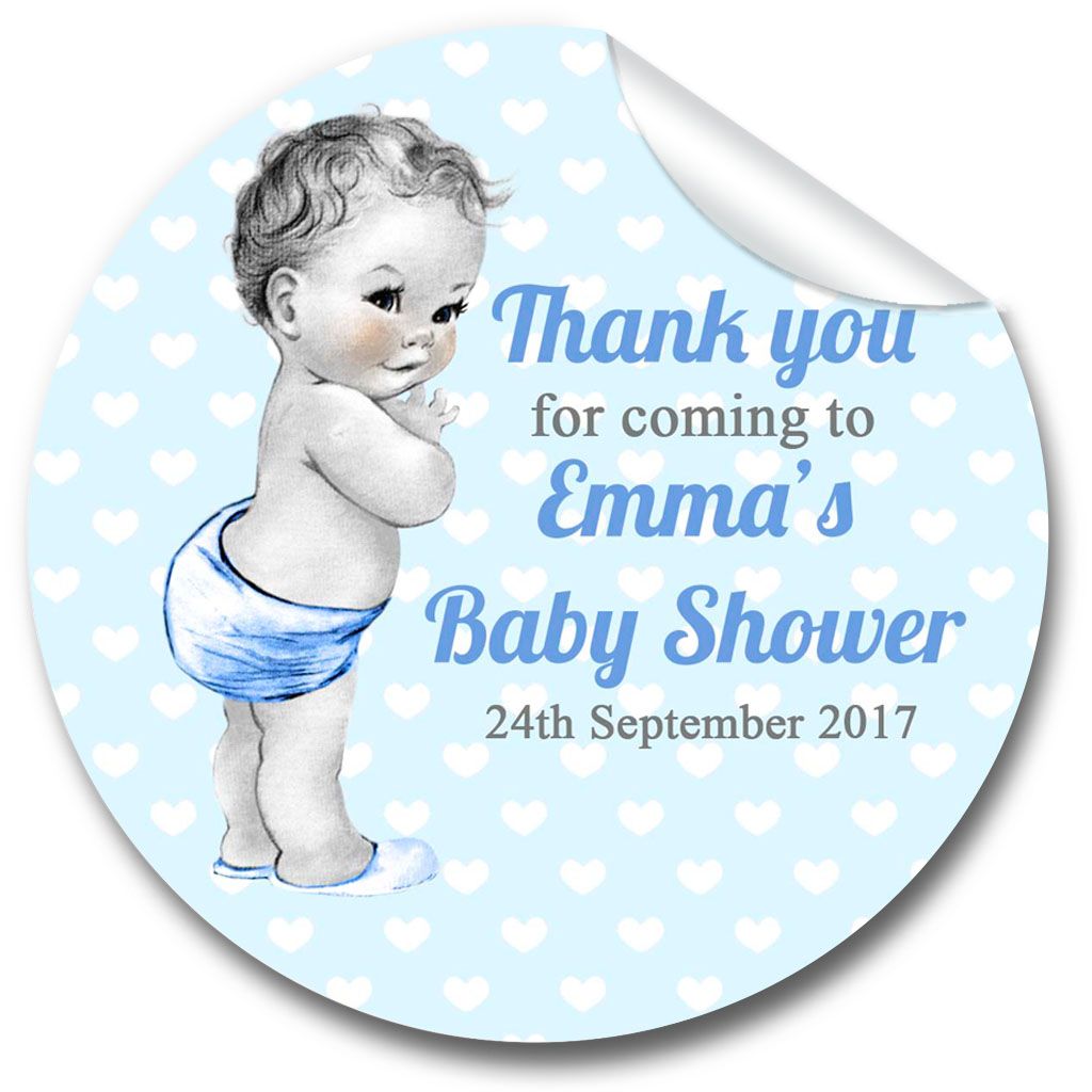 Vintage Baby Boy Drawing Personalised Baby Shower Party Favour