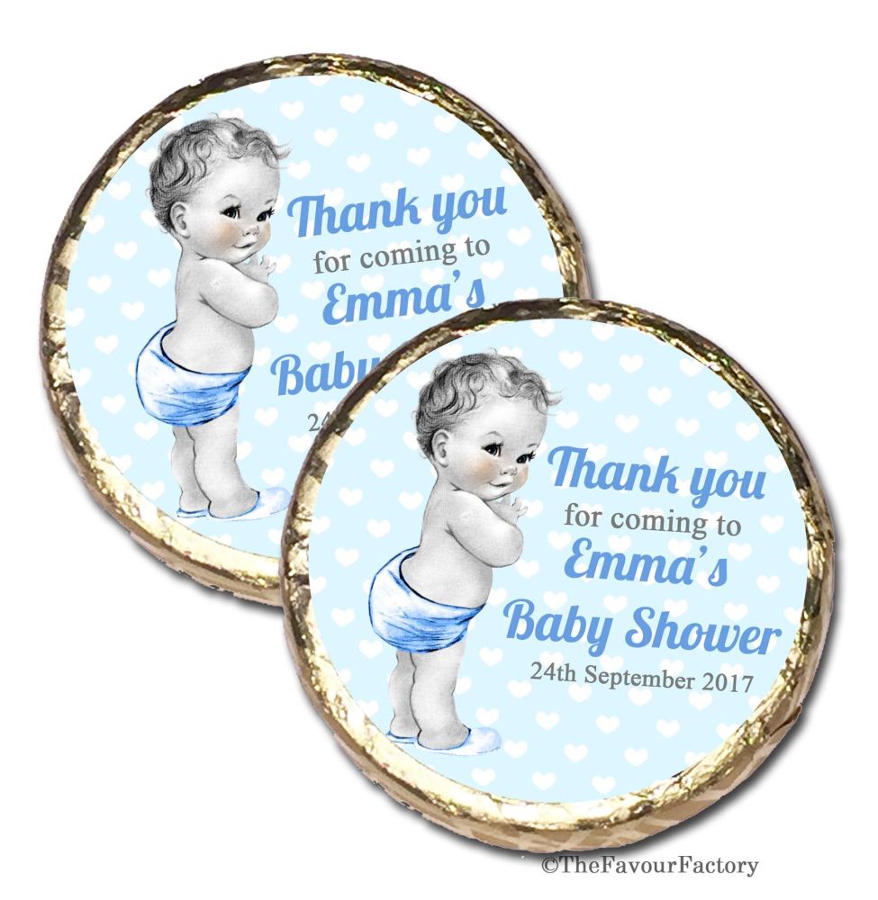 Vintage baby boy Personalised Baby Shower Welcoming Party Mint Chocolates x