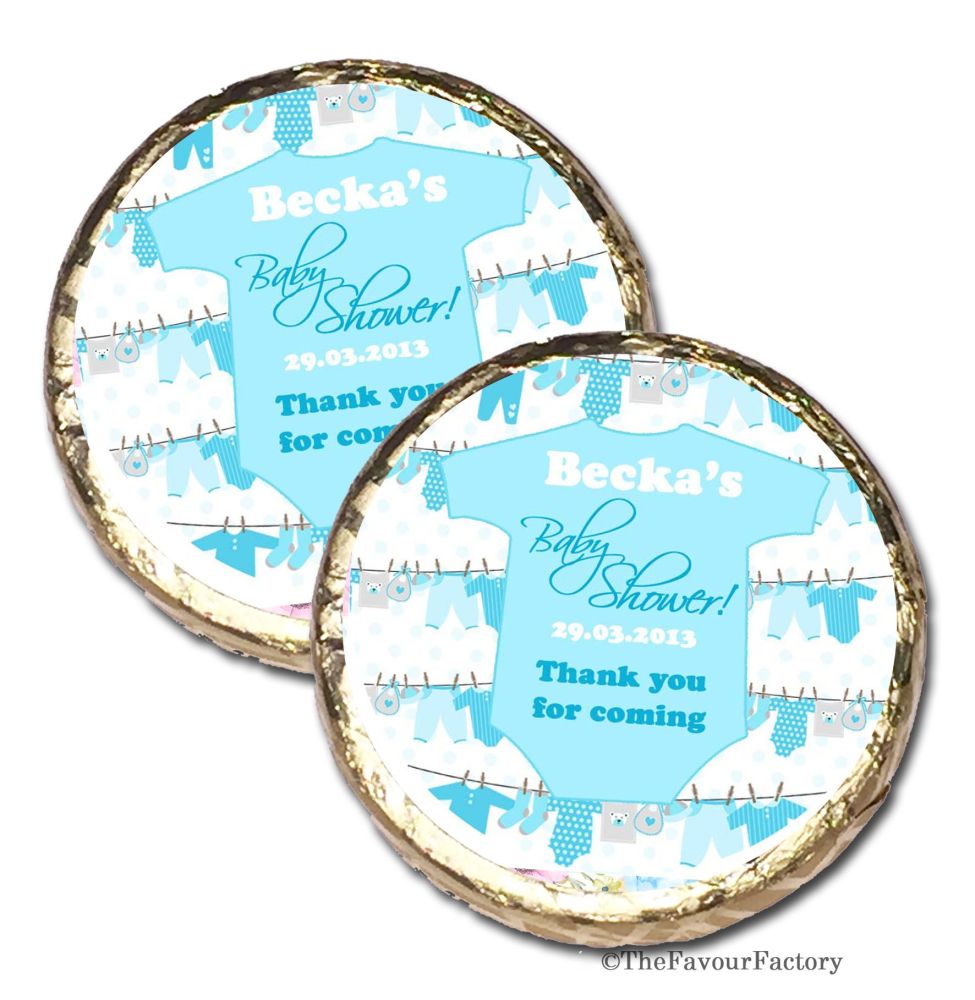 Babygro blue Personalised Baby Shower Welcoming Party Mint Chocolates x10