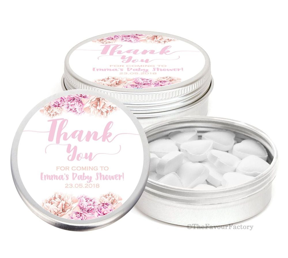 Anna Florals Personalised Baby Shower Favour Tins Keepsakes x1