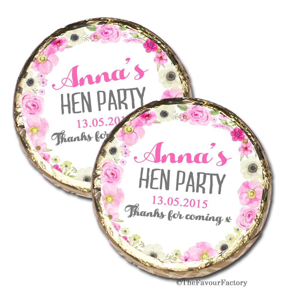 Anna Florals Personalised Hen Party Mint Chocolates Party Bag Fillers x10