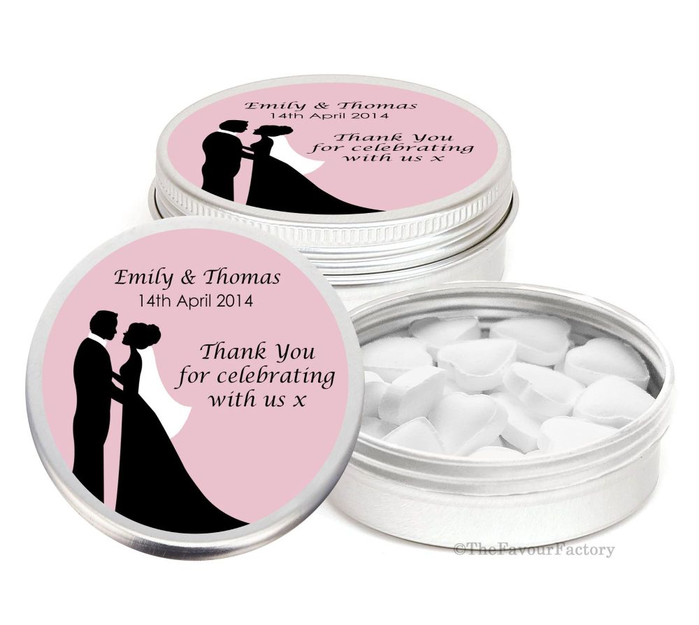 Bride & Groom Personalised Wedding Day favour Tins Keepsakes x1
