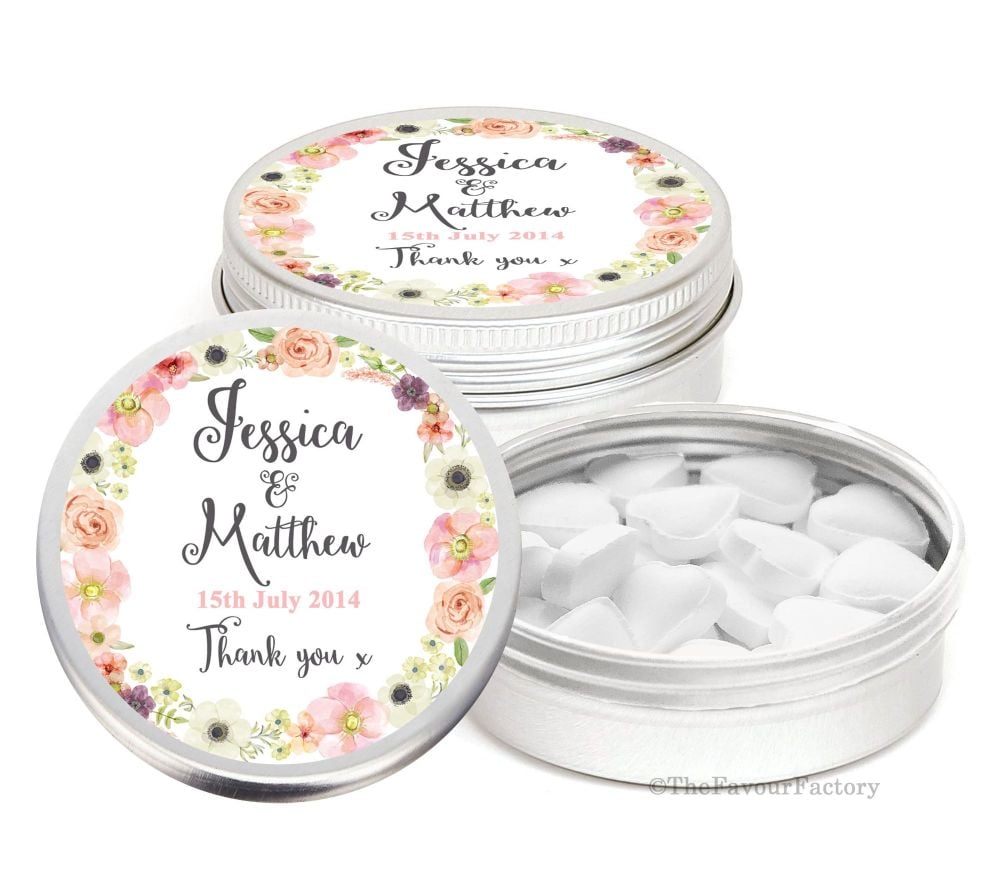 Jessica Florals Personalised Wedding Day favour Tins Keepsakes x1