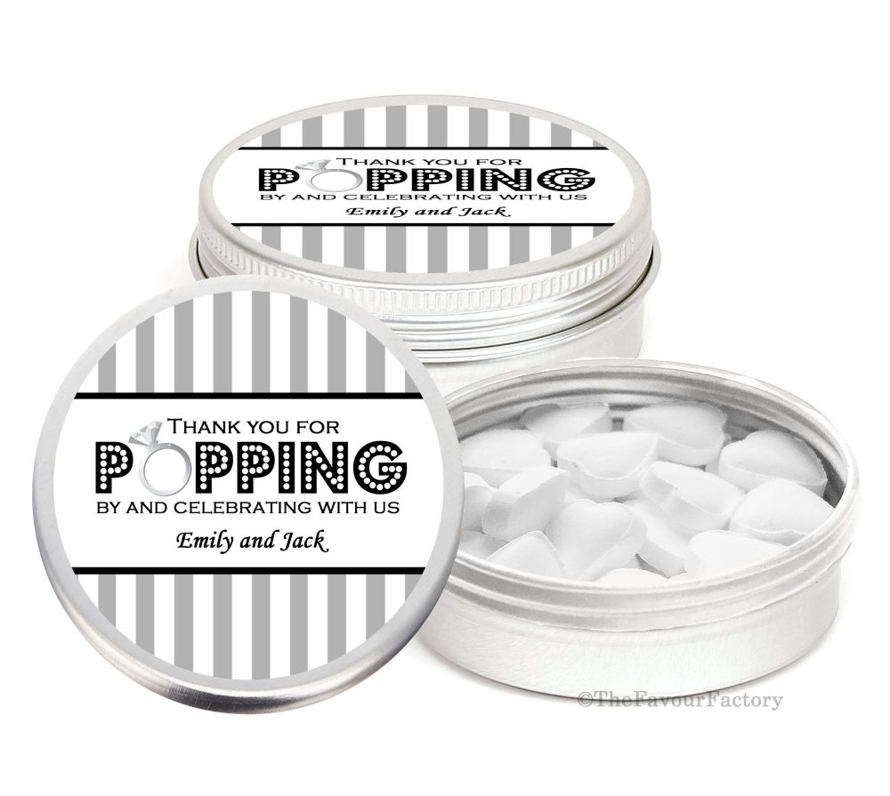 Popping By Stripes Personalised Wedding Day favour Tins Keepsakes x1