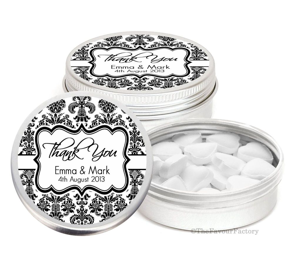Elegant Personalised Wedding Day favour Tins Keepsakes x1