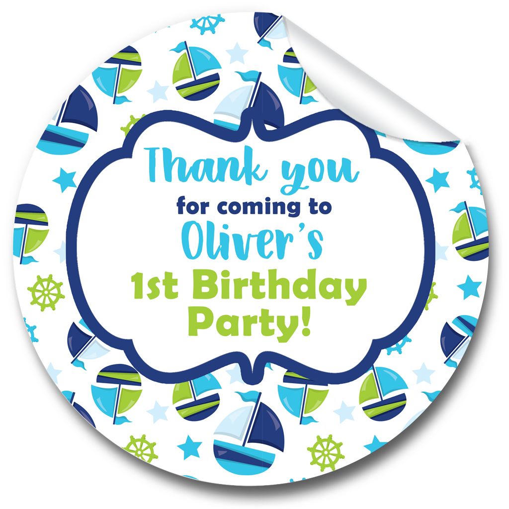 Boats Nautical Birthday Party Stickers