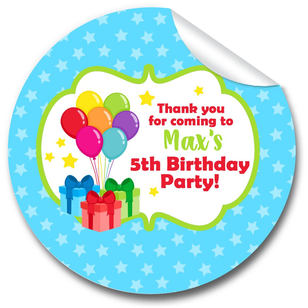 Balloons and Presents Birthday Party Stickers
