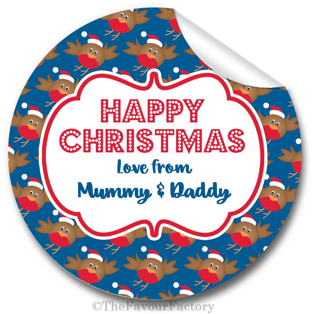 Robins Personalised Christmas Stickers Labels
