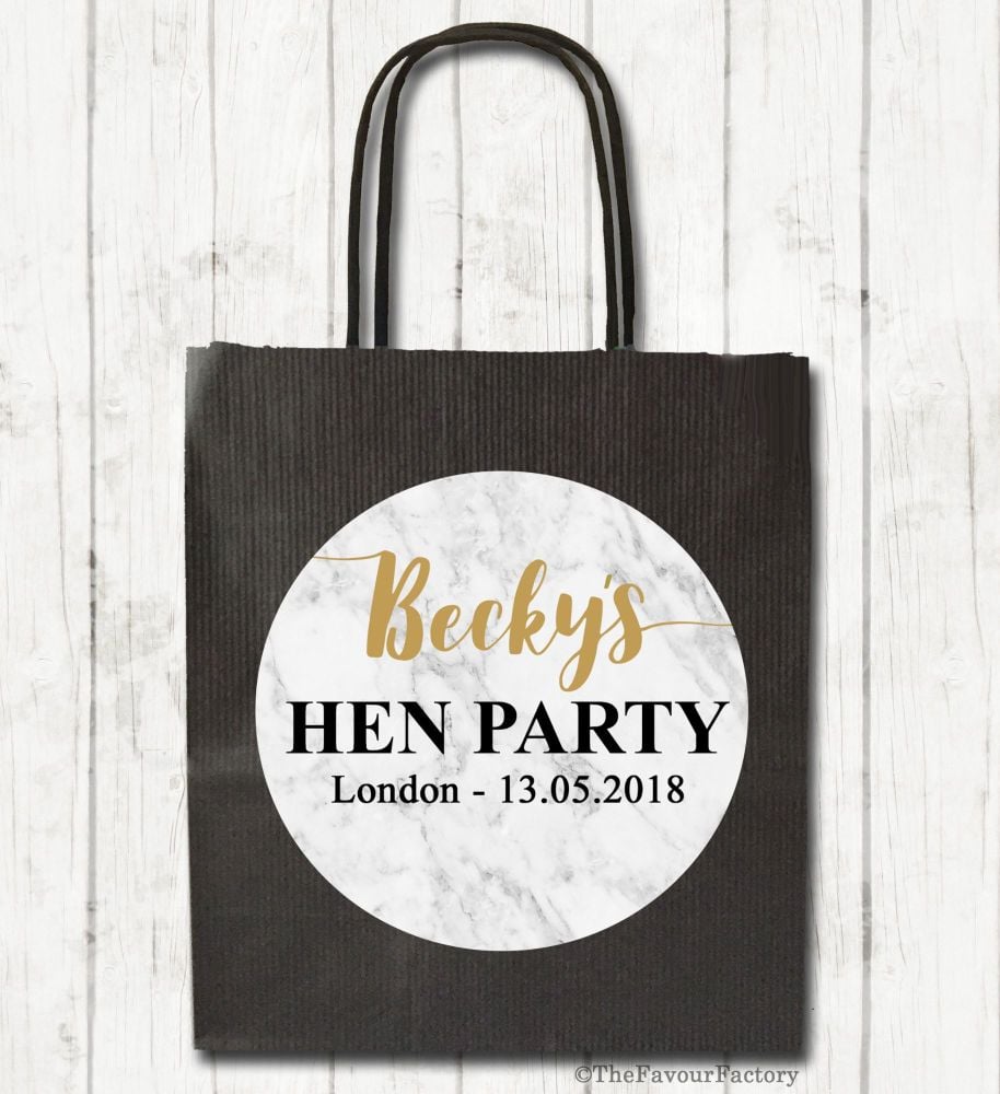 Marble Personalised Hen Night Party Bags x1