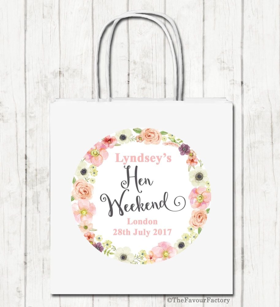 Jessica Florals Personalised Hen Night Party Bags x1