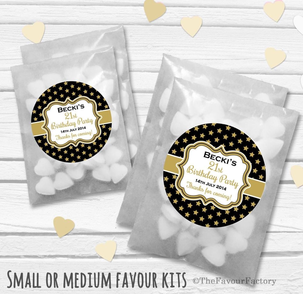 Personalised Adult Birthday Party Favours Glassine Bags Kits x12