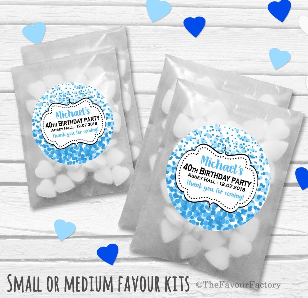 Personalised Adult Birthday Party Favours Glassine Bags Kits x12