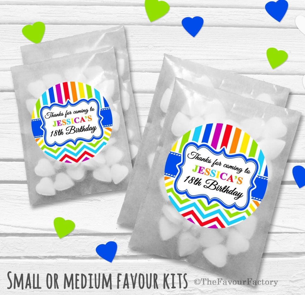 Personalised Adult Birthday Party Favours Glassine Bags Kits x12