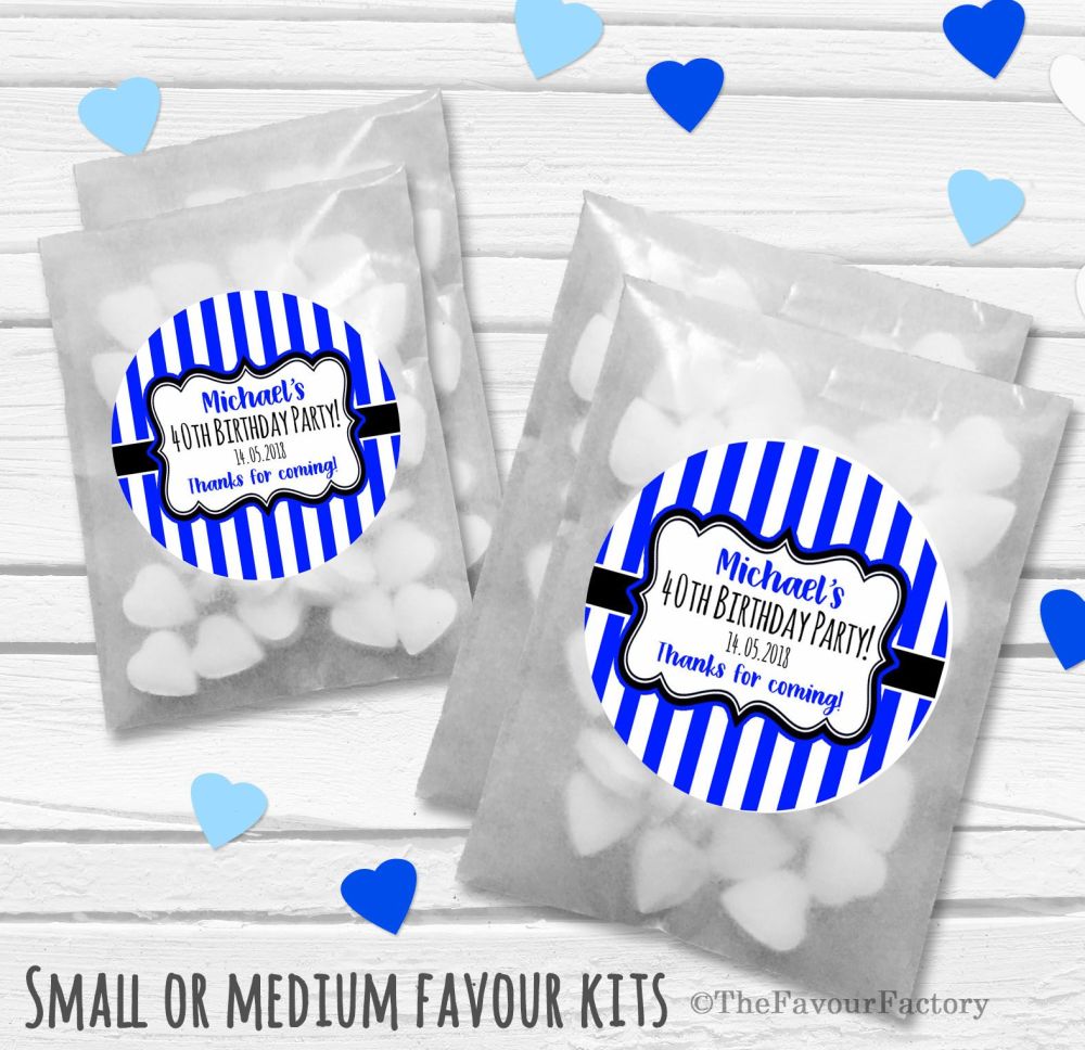 Personalised Adult Birthday Party Favours Glassine Bags Kits x12