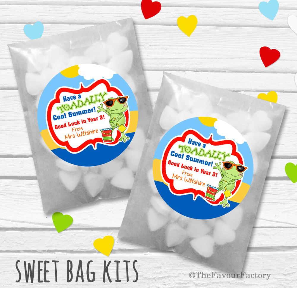 Toadally Cool Summer End Of Year Teacher Personalised Eco Friendly Sweet Bags Kits X12 Toadally Cool Summer End Of Year Teacher Personalised Eco Friendly Sweet Bags Kits X12
