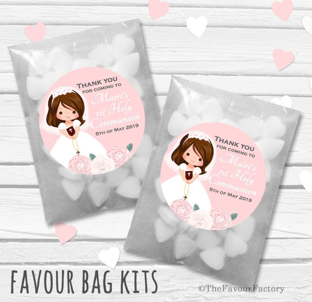 Personalised Holy Communion Party Favours Glassine Bags Kits x12