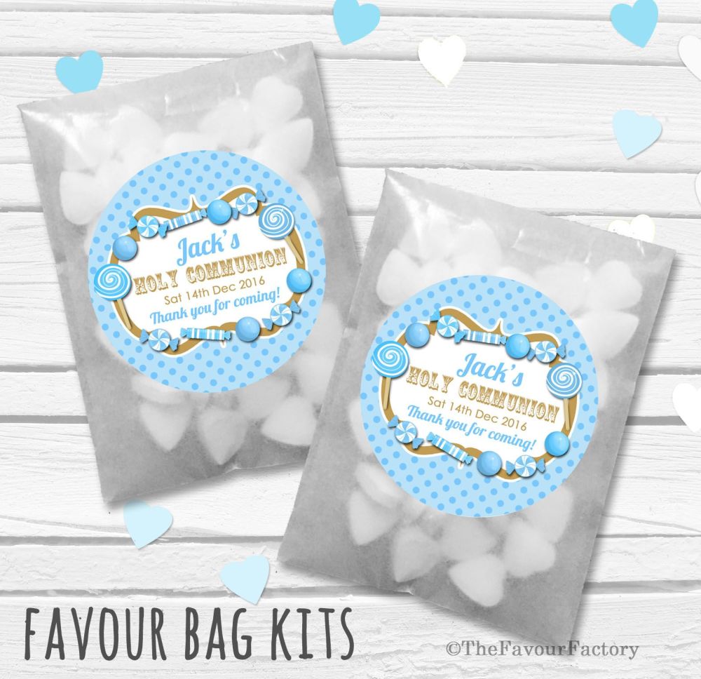 Personalised Holy Communion Party Favours Glassine Bags Kits x12