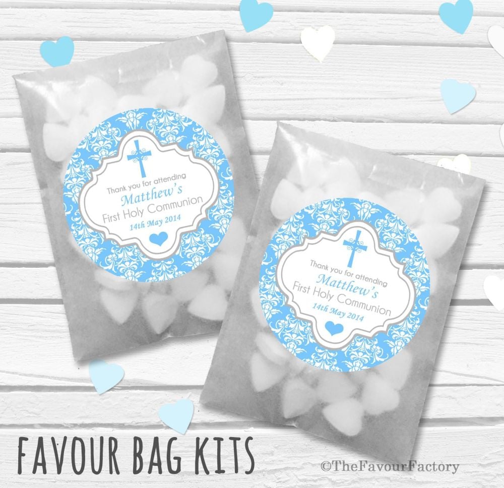 Personalised Holy Communion Party Favours Glassine Bags Kits x12