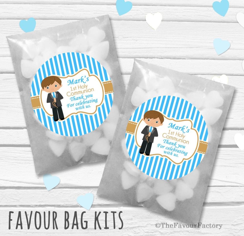Personalised Holy Communion Party Favours Glassine Bags Kits x12
