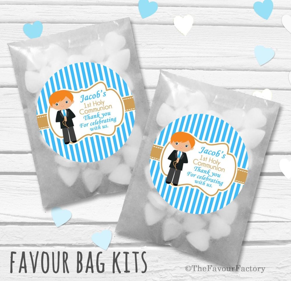 Personalised Holy Communion Party Favours Glassine Bags Kits x12