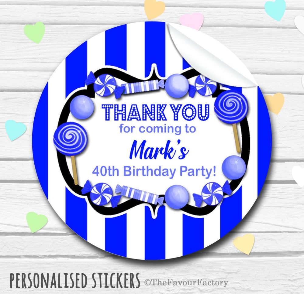 Theme Candy Sweets Shop Style Personalised Stickers 1x A4 sheet