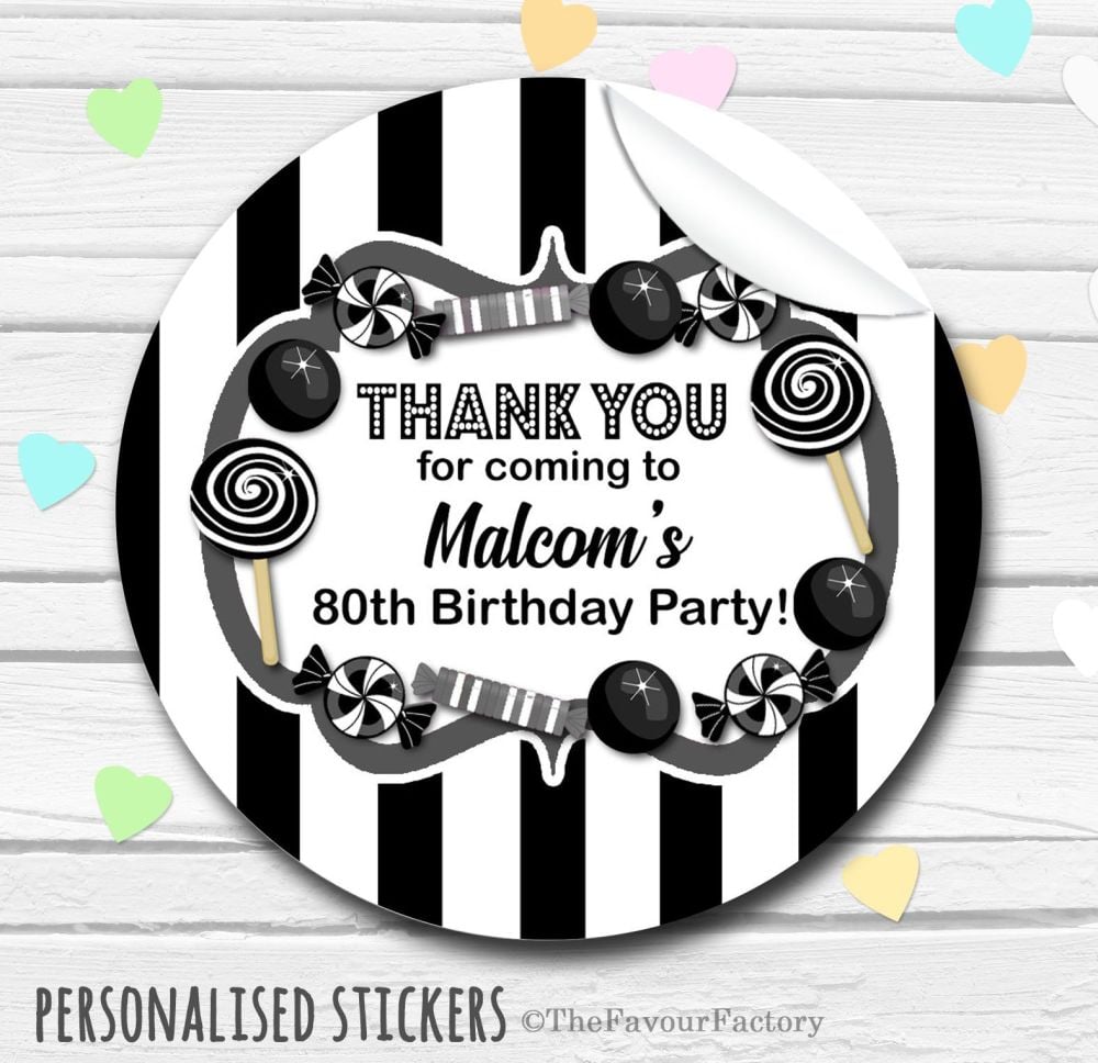 Theme Candy Sweets Shop Style Personalised Stickers 1x A4 sheet