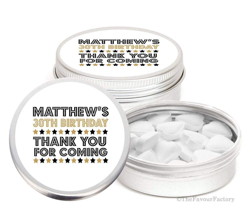 Personalised Birthday Party Favour Tins x1