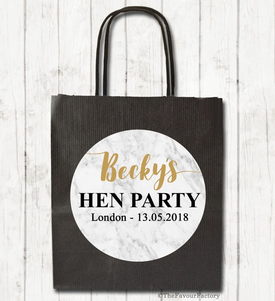Marble Personalised Hen Night Paper Party Goody Bags x1