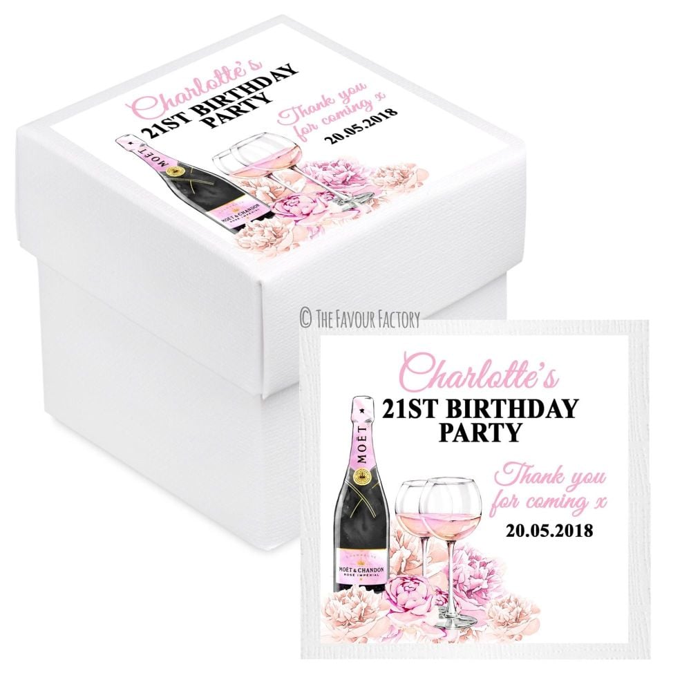 Personalised Birthday Party White Favour Boxes x10