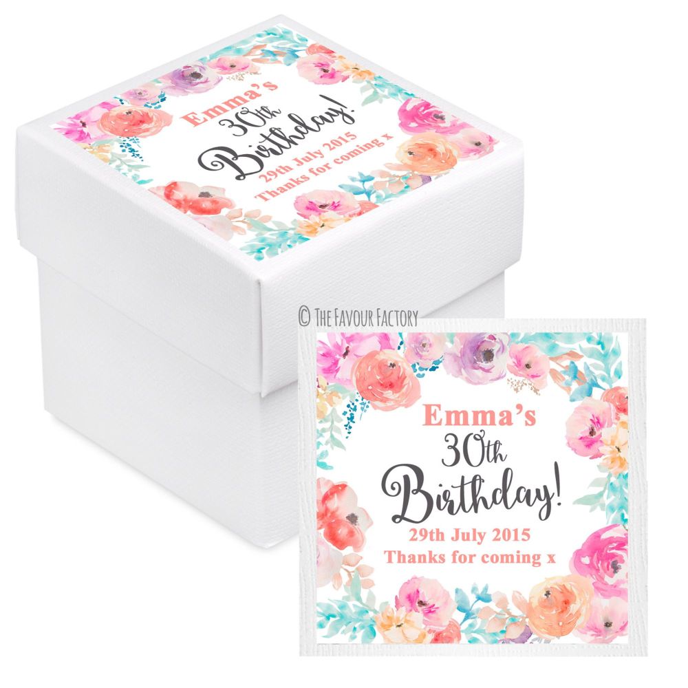 Emma Florals Personalised Birthday Party Favour Boxes With Lids x10