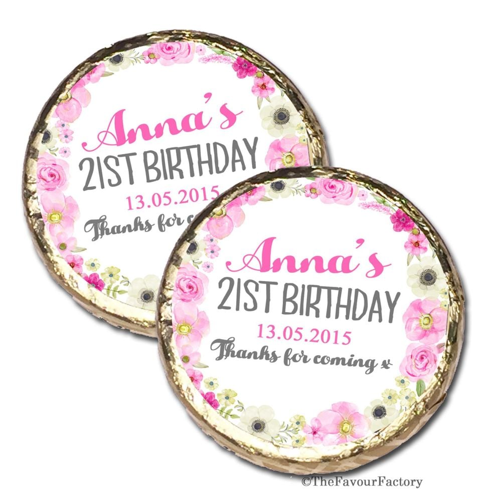 Anna Florals Personalised Birthday Party Chocolate Favours x 40 pieces